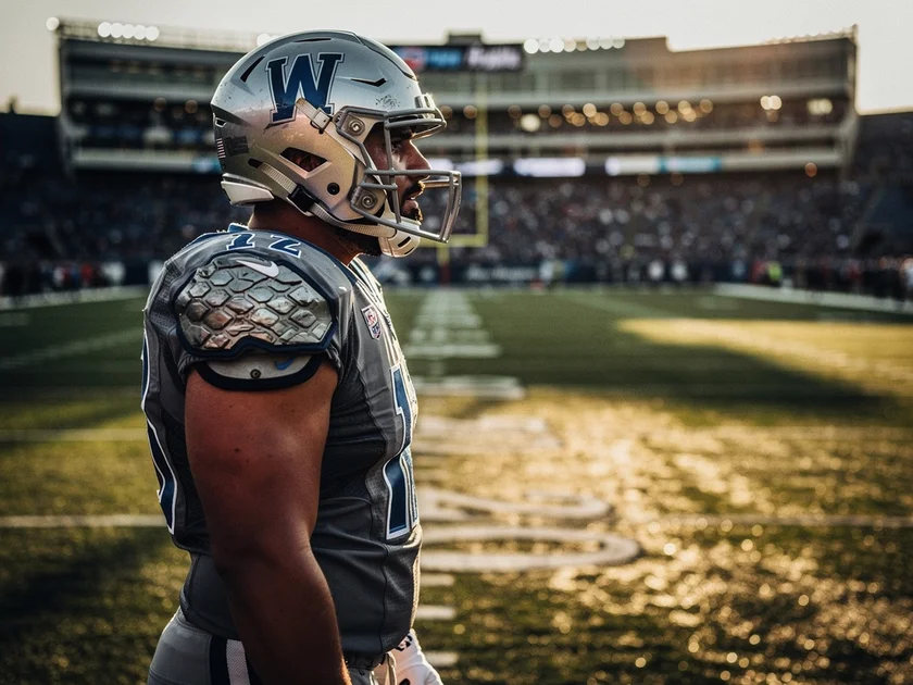 aj-epenesa-browns-buffalo-bills-0330 AJ Epenesa in Buffalo Bills uniform rushing the passer during an NFL regular season game
