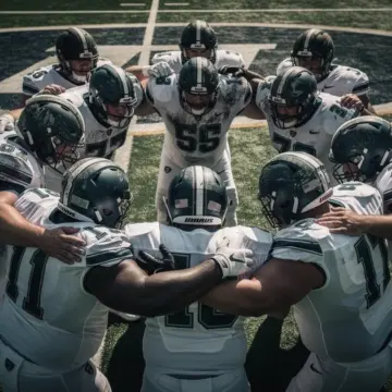 Cleveland Browns offensive lineman in pass protection blocking for the quarterback during an NFL gam