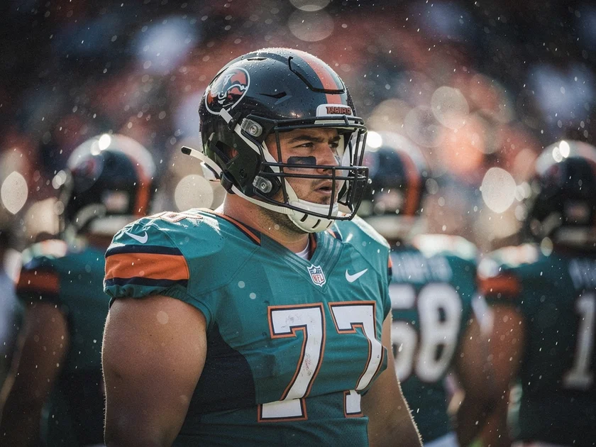 Jacksonville Jaguars defensive lineman in a three-point stance during an NFL game representing the J