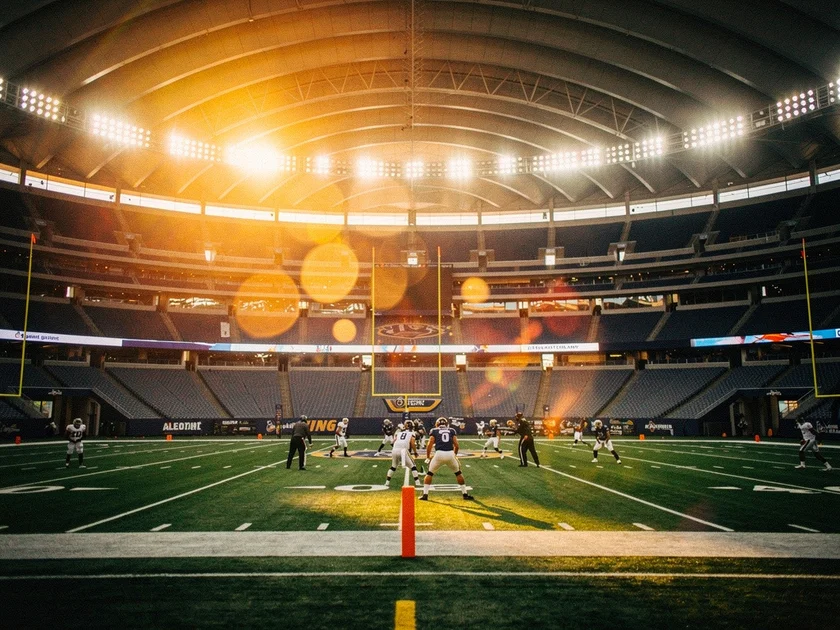 Allegiant Stadium exterior in Las Vegas, home of the Las Vegas Raiders and Super Bowl 63 host venue
