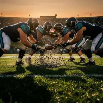 Philadelphia Eagles helmet on NFL draft board representing 2026 first-round offensive tackle selection